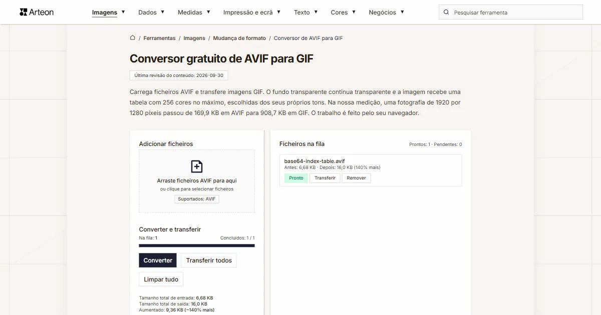 AVIF para GIF