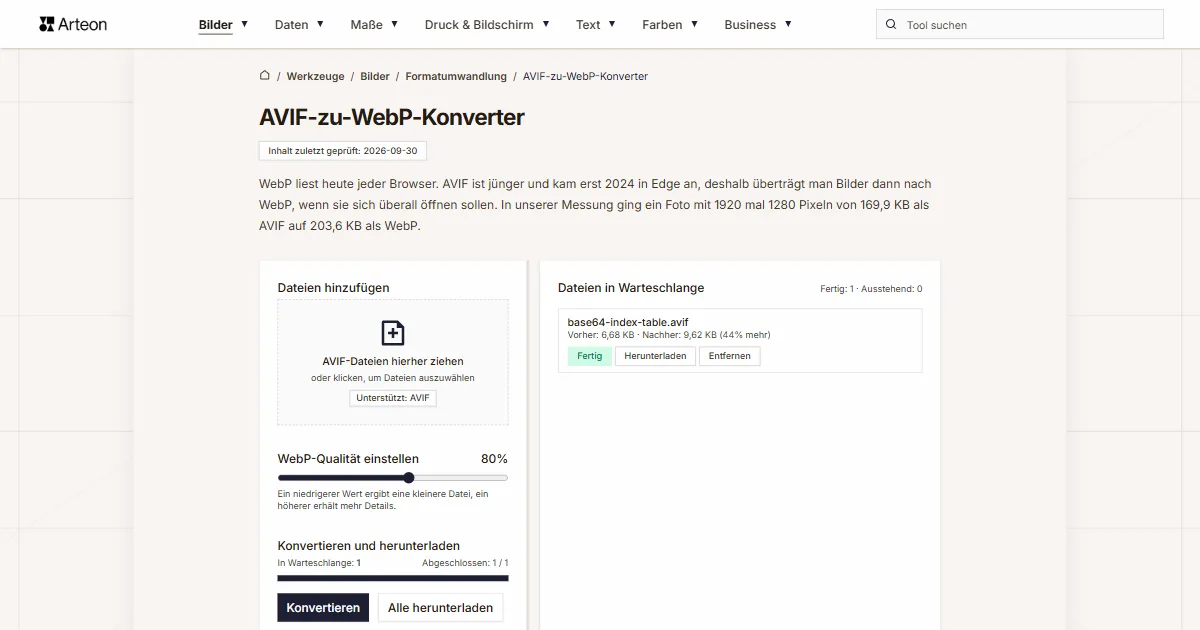 AVIF zu WebP