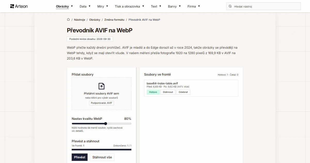 AVIF na WebP