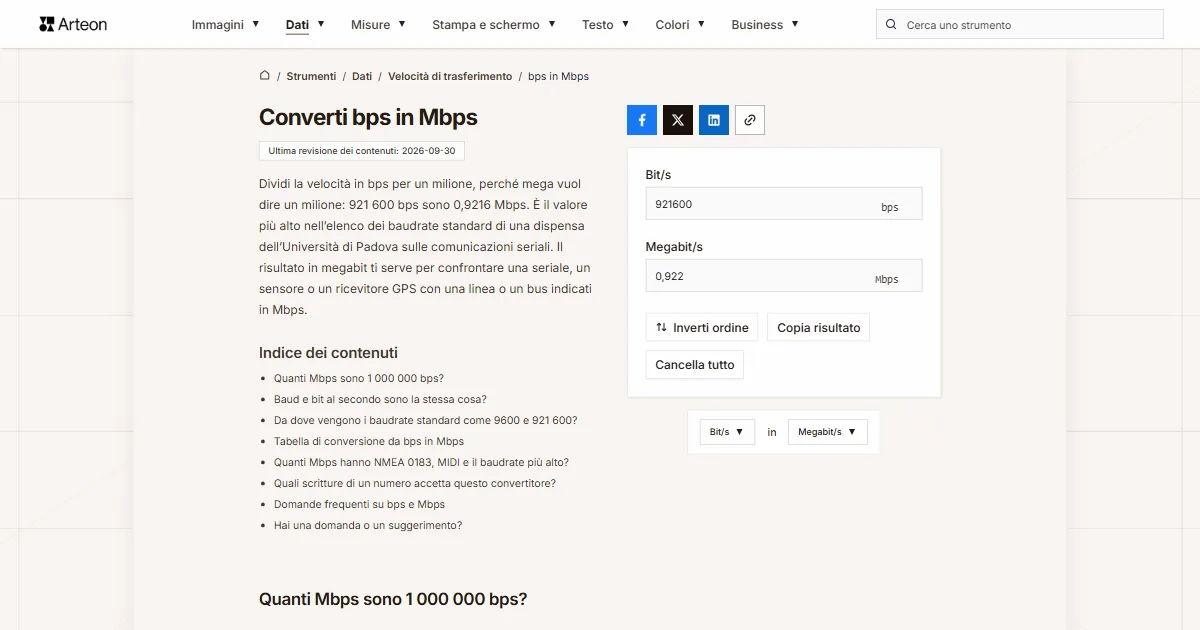 bps in Mbps