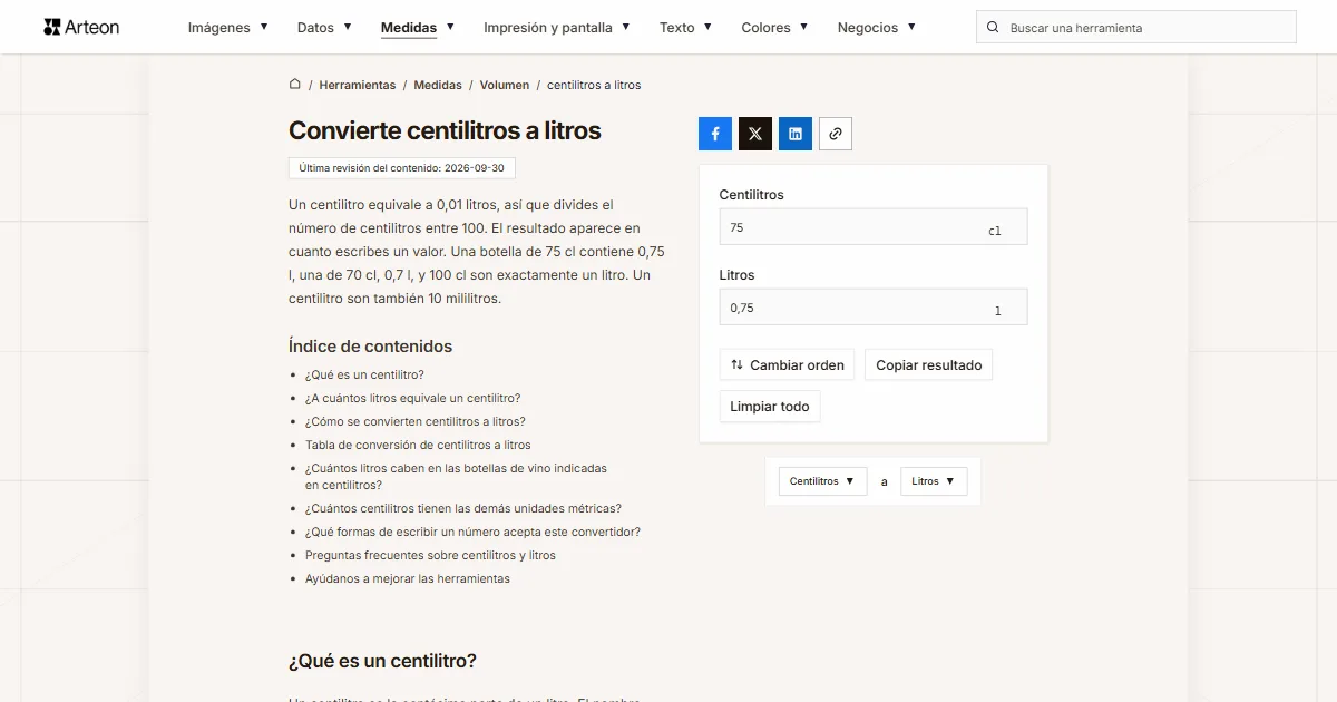 centilitros a l