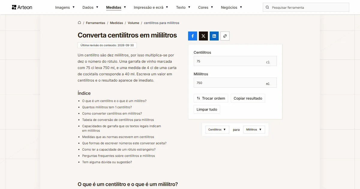 centilitros para ml