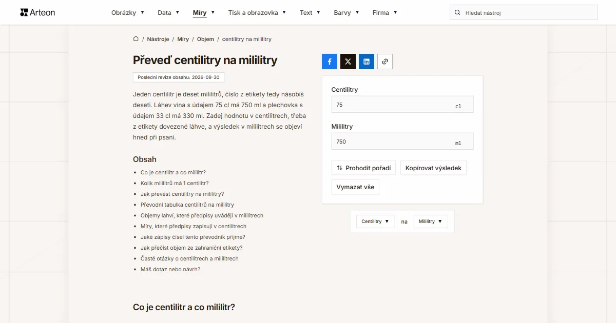 centilitry na ml