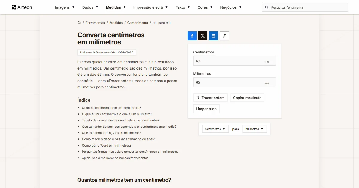 cm para mm