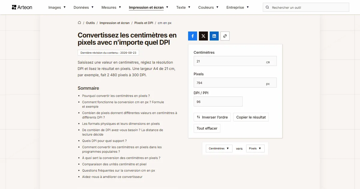 cm en px