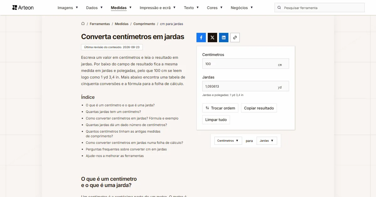 cm para jardas