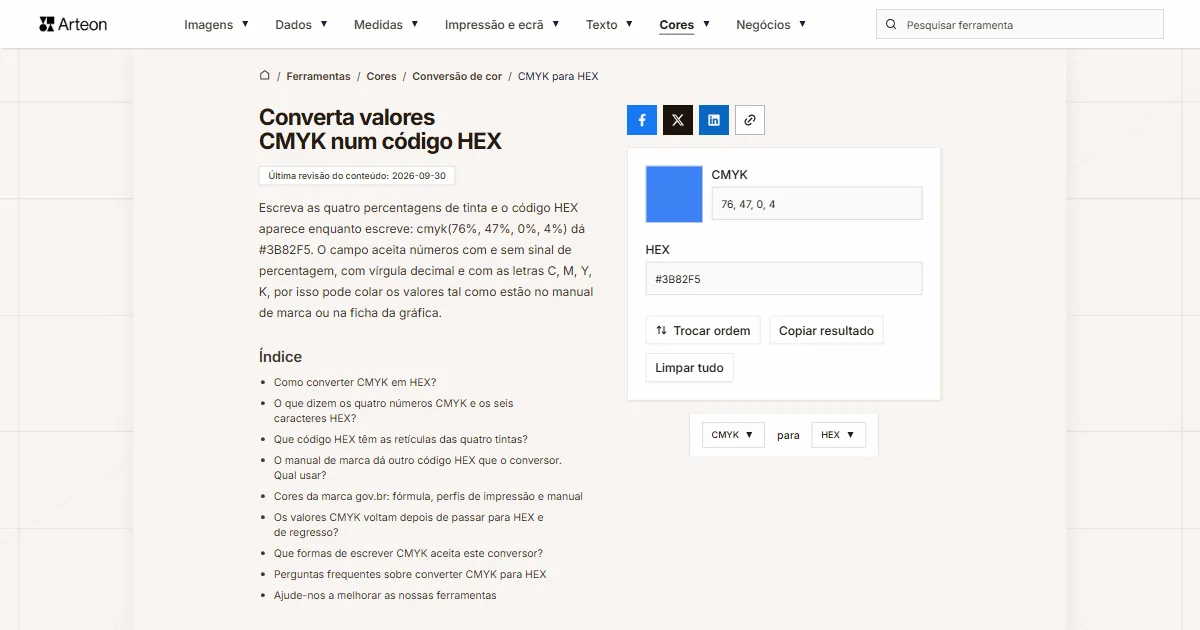 CMYK para HEX