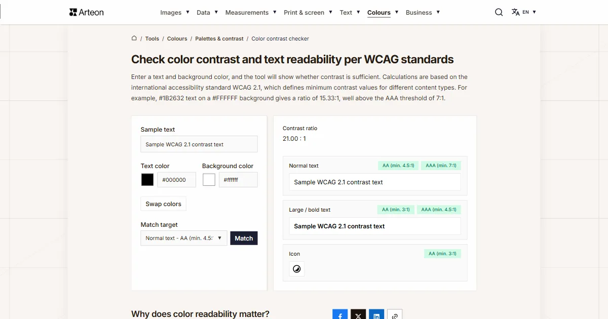 Color contrast checker
