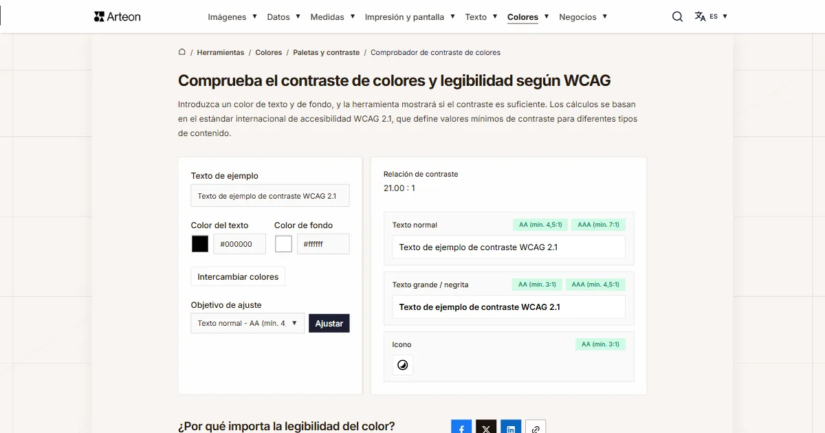 Comprobador de contraste de colores