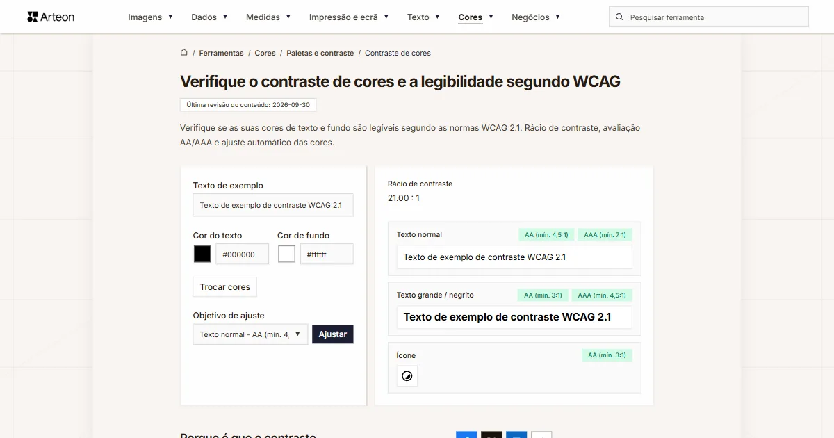 Verificador de contraste de cores