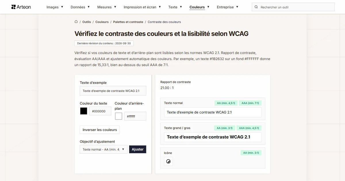Vérificateur de contraste des couleurs