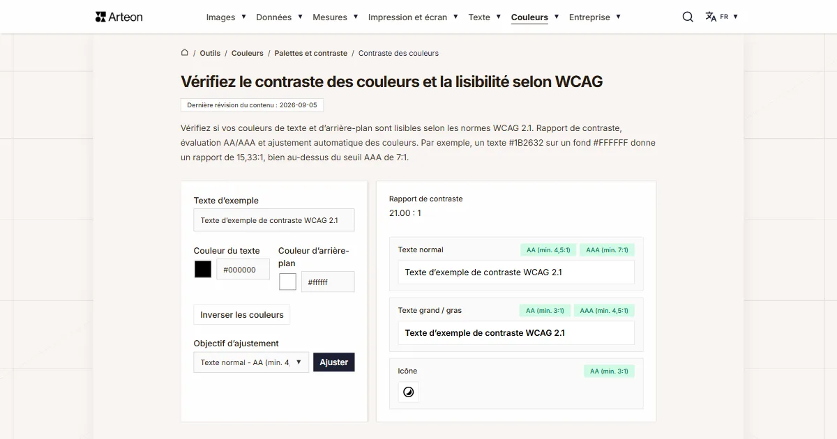Vérificateur de contraste des couleurs
