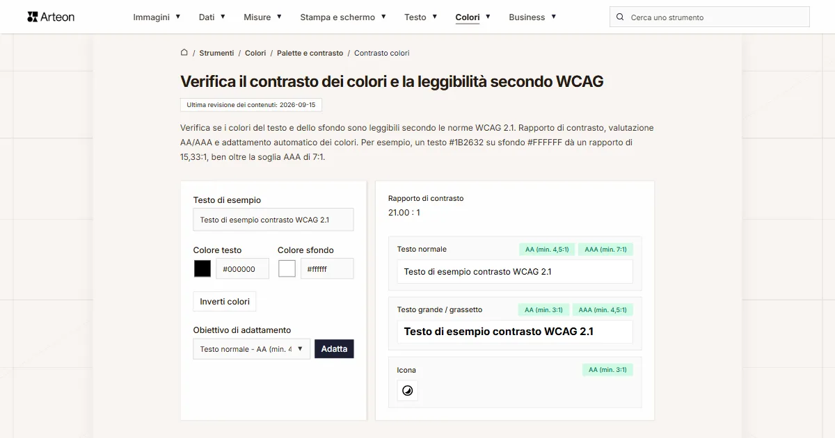 Verificatore contrasto colori