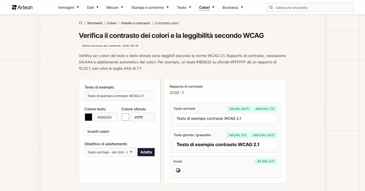 Verificatore contrasto colori