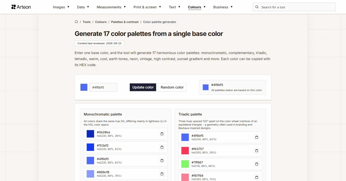 Color palette generator
