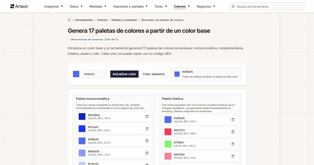 Generador de paletas de colores