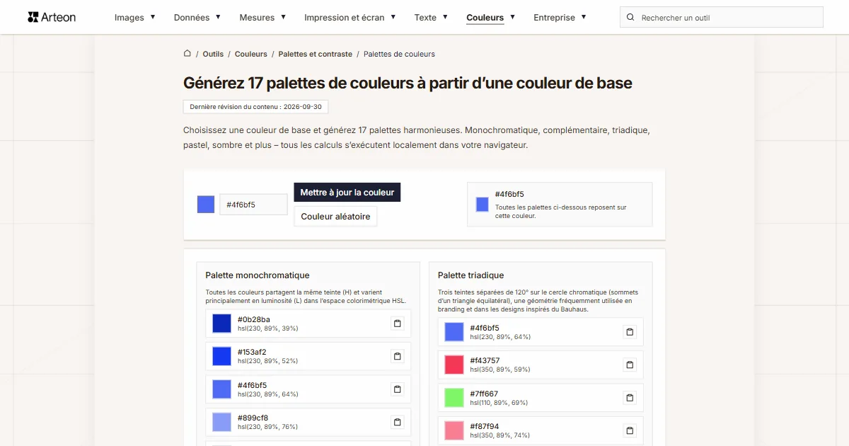 Générateur de palettes de couleurs