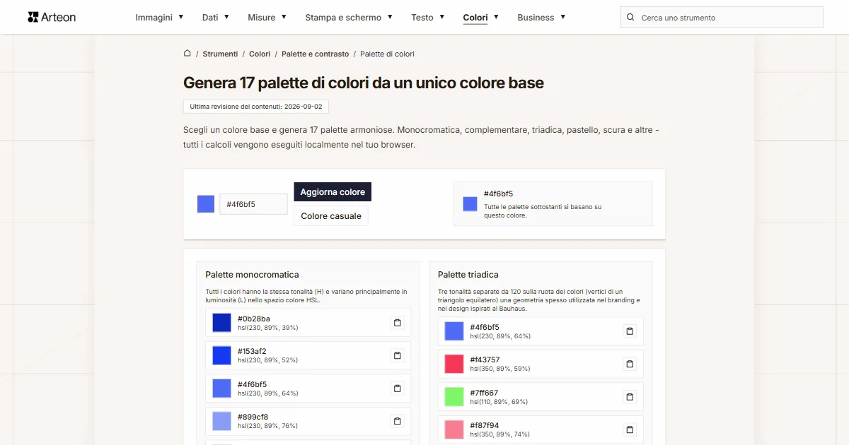 Generatore di palette di colori