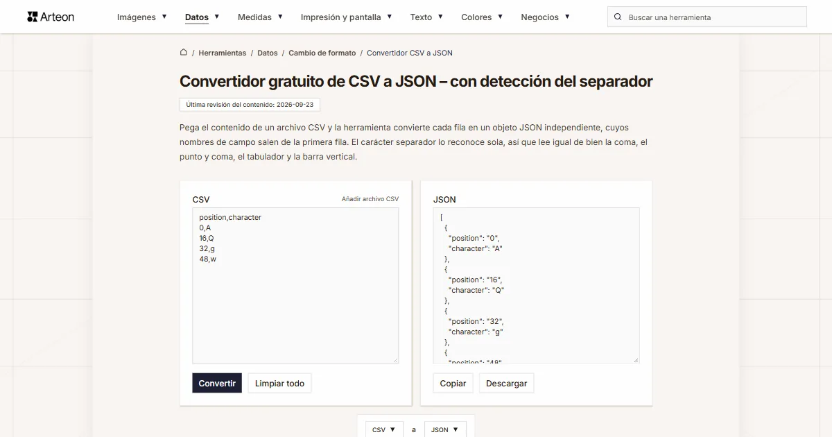 CSV a JSON