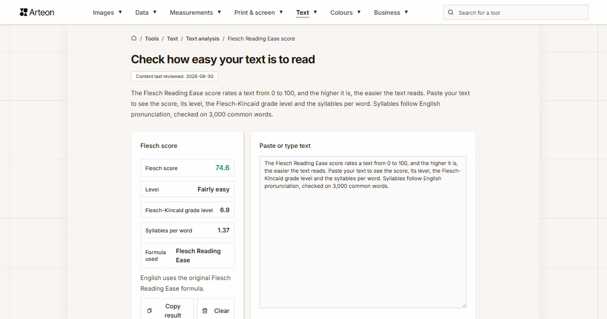 Flesch Reading Ease score
