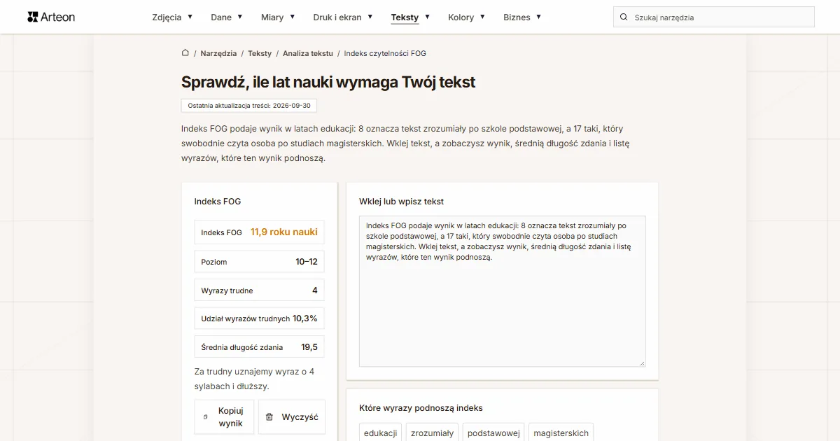 Indeks czytelności FOG