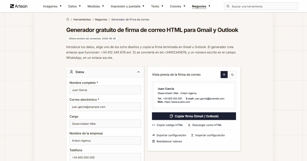 Generador de firma de correo