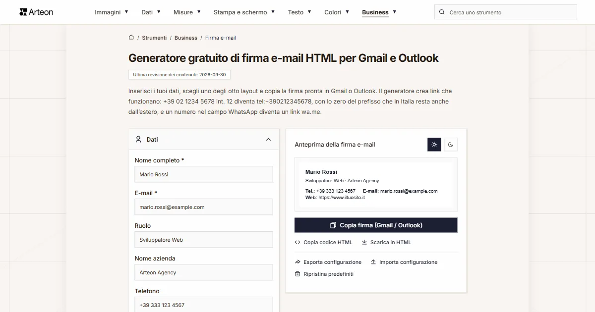 Generatore di firma e-mail