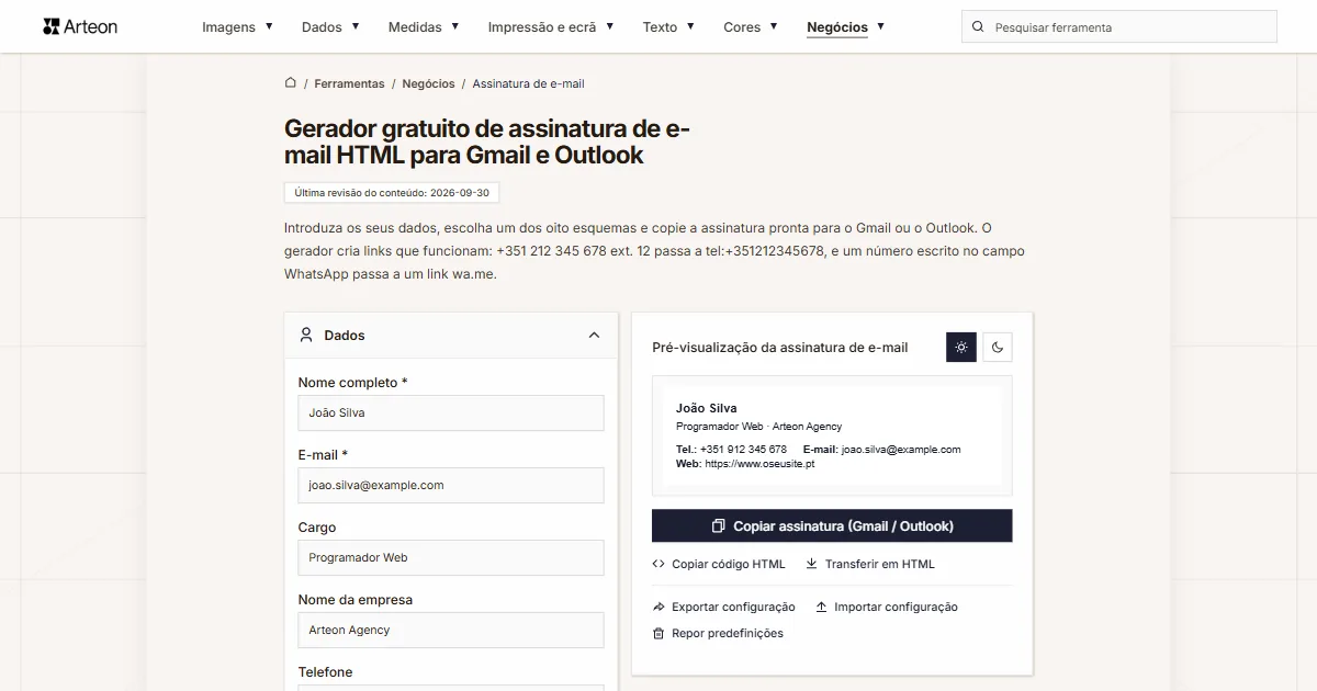 Gerador de assinatura de e-mail