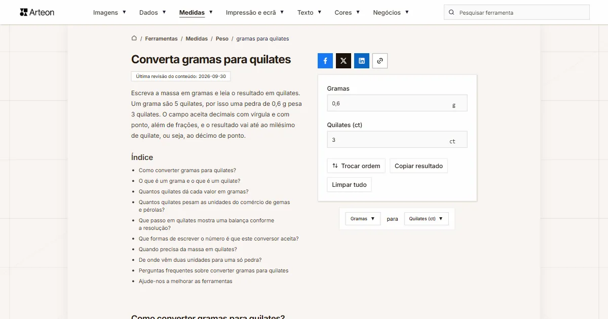 g para quilates