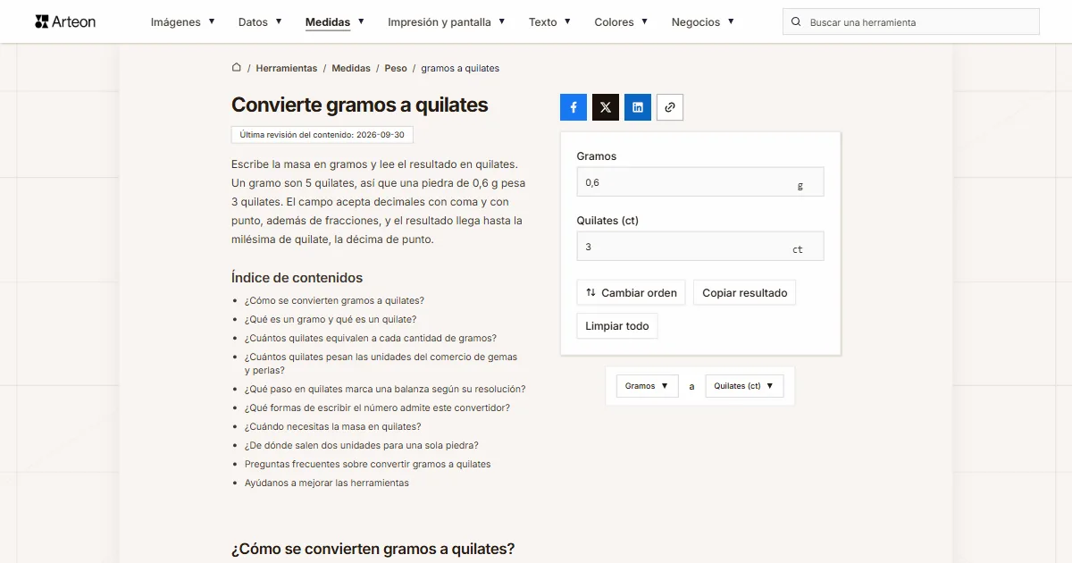 g a quilates