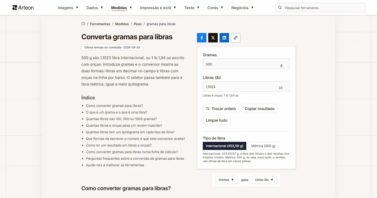 g para libras