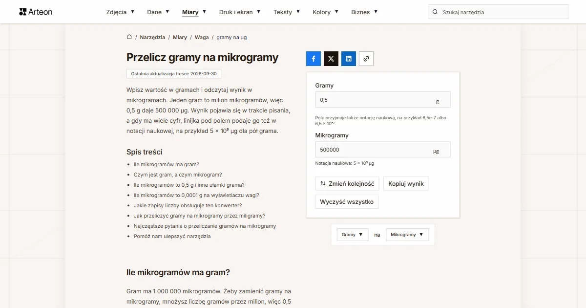gramy na µg