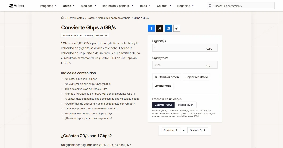 Gbps a GB/s