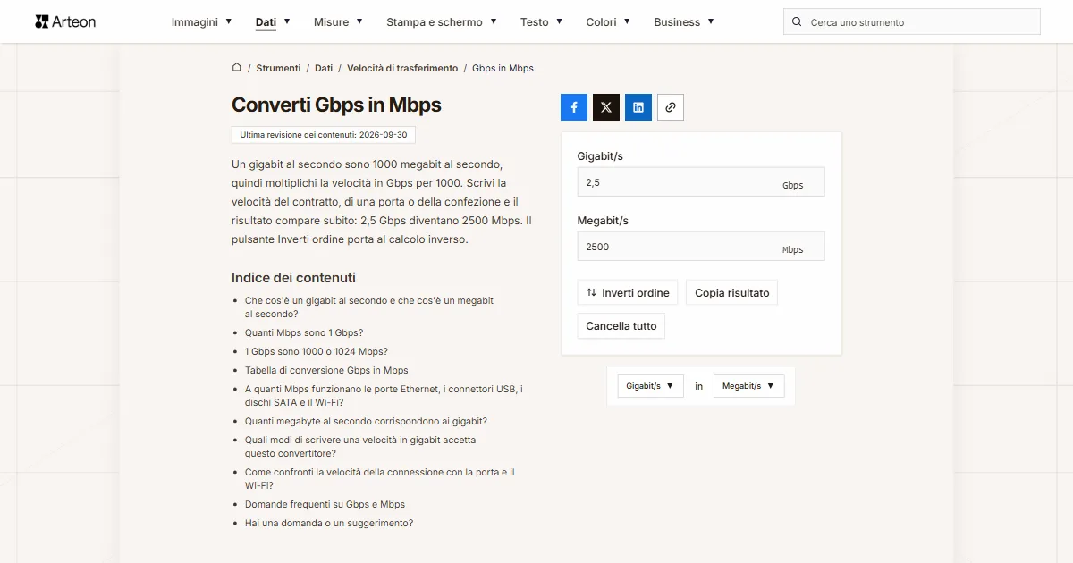 Gbps in Mbps