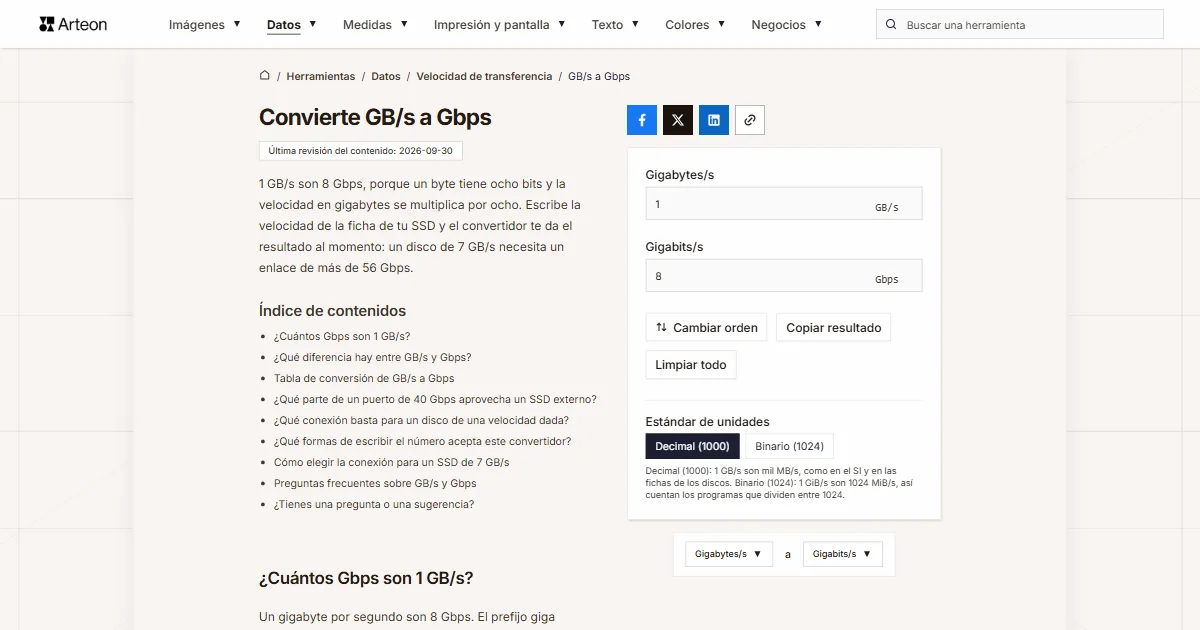 GB/s a Gbps