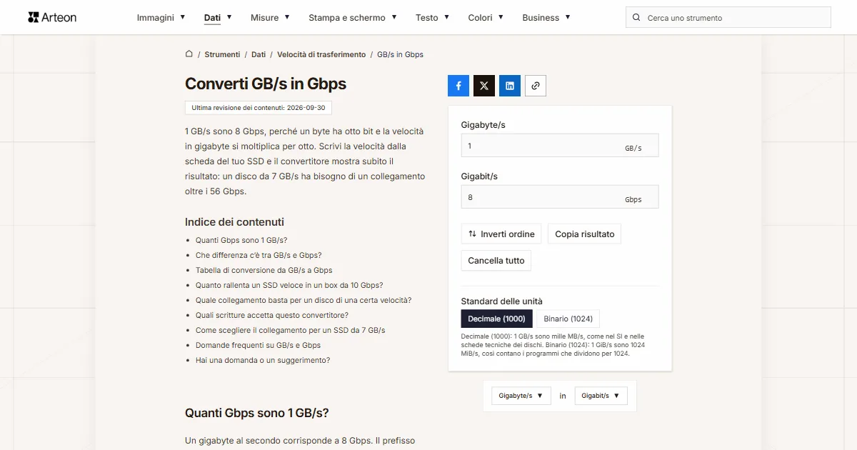 GB/s in Gbps