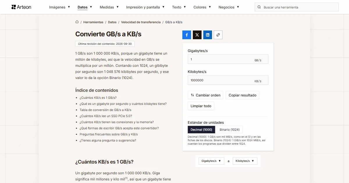 GB/s a KB/s