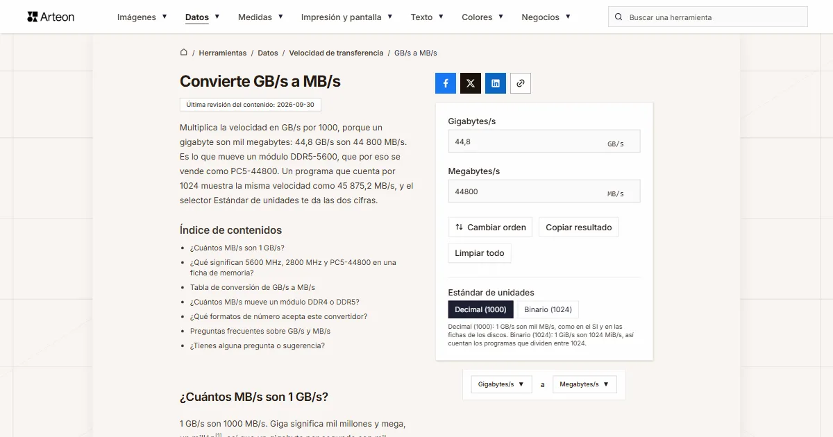 GB/s a MB/s
