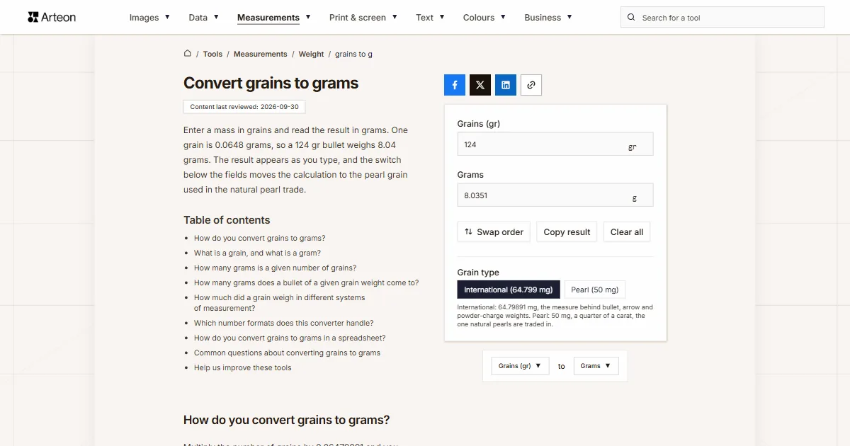 grains to g