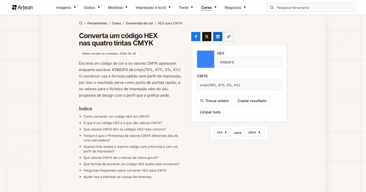 HEX para CMYK