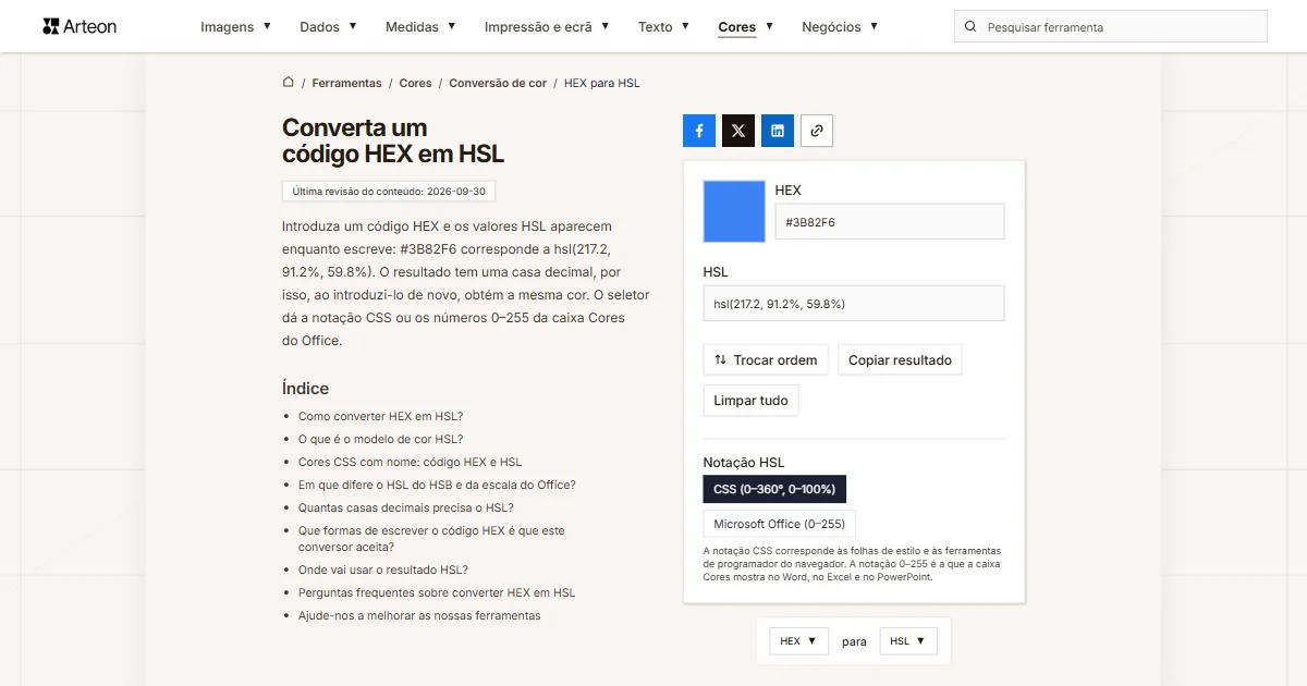 HEX para HSL