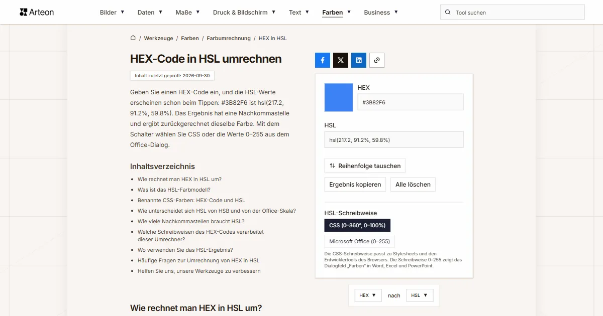 HEX in HSL