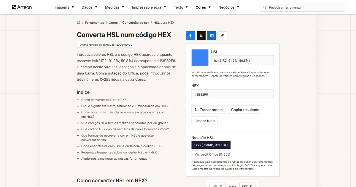 HSL para HEX