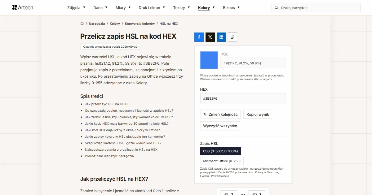 HSL na HEX