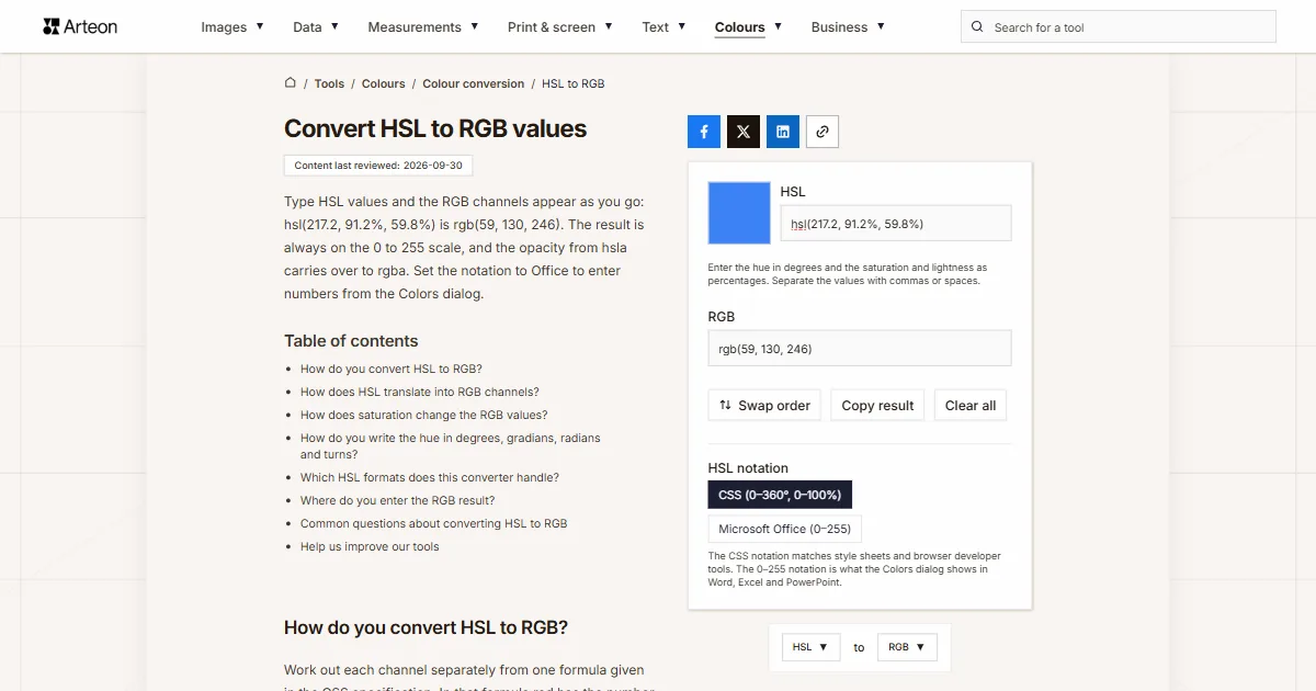 HSL to RGB