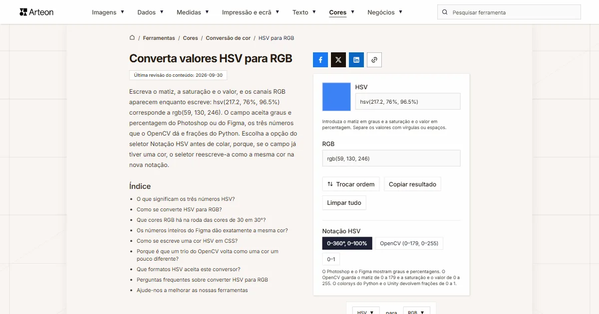HSV para RGB