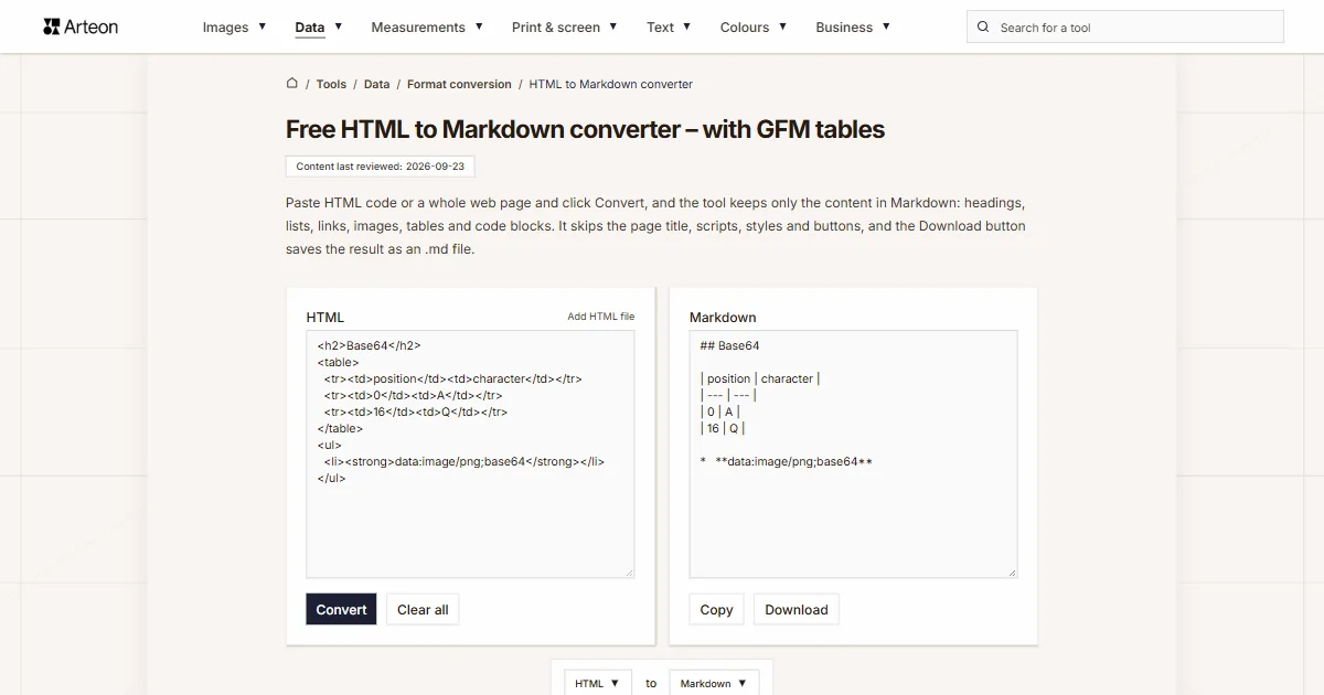 HTML to Markdown