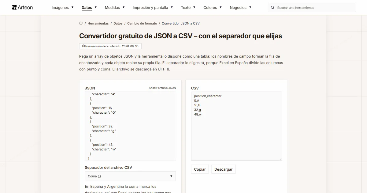 JSON a CSV