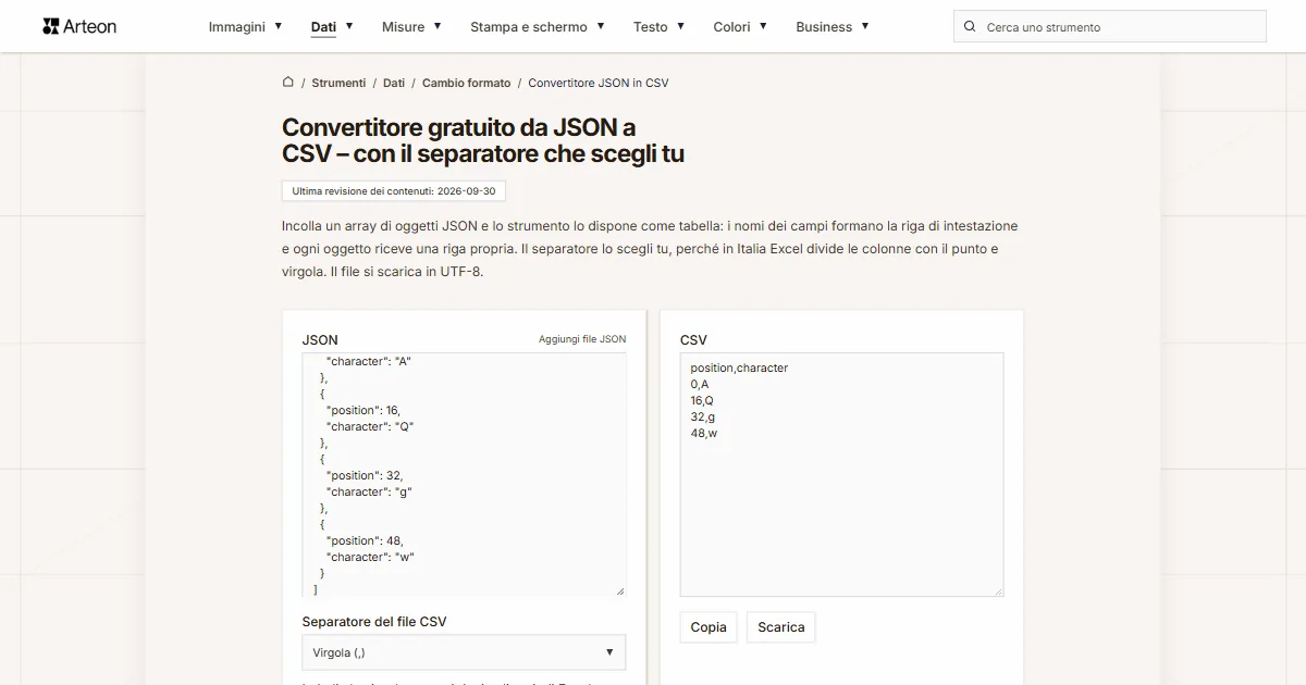 JSON in CSV