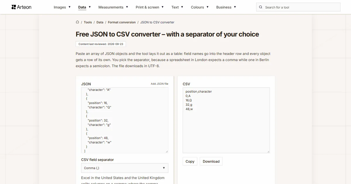 JSON to CSV